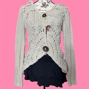 Women's Cream Sweater with Button Details
